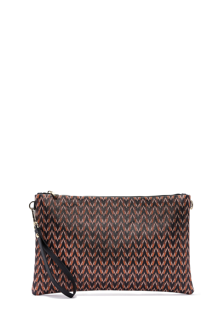 Women's Black Orange Printed Portfolio Bag