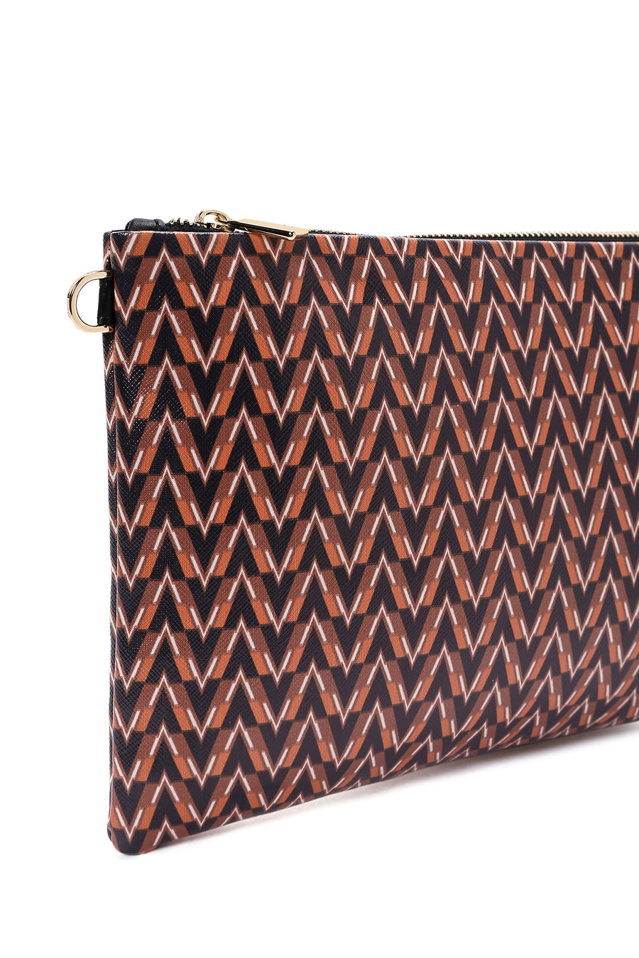 Women's Black Orange Printed Portfolio Bag