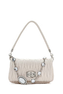 Women's Cream Long Strap Quilted Shoulder Bag | Derimod