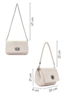 Women's Cream Long Strap Quilted Shoulder Bag | Derimod