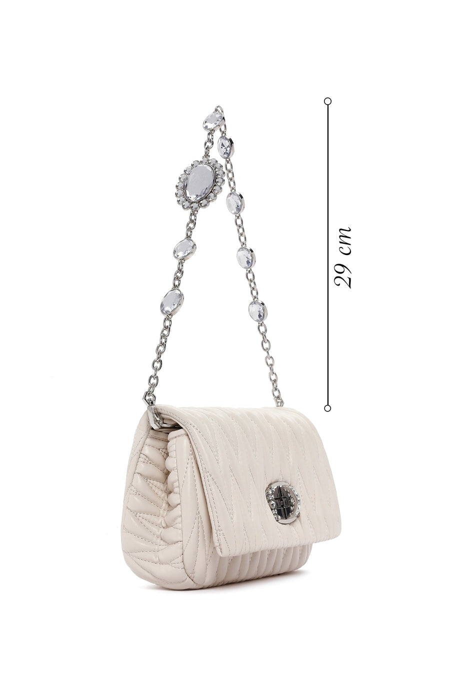 Women's Cream Long Strap Quilted Shoulder Bag
