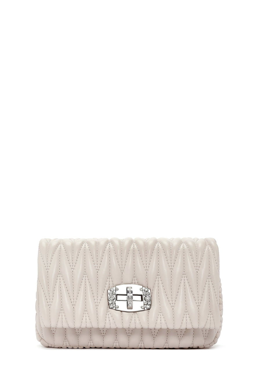 Women's Cream Long Strap Quilted Shoulder Bag