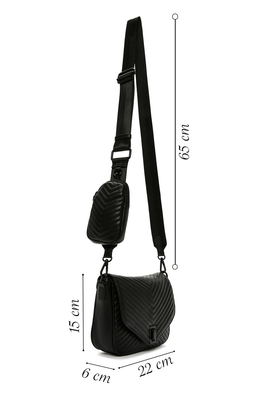 Women's Black Long Strap Quilted Crossbody Bag