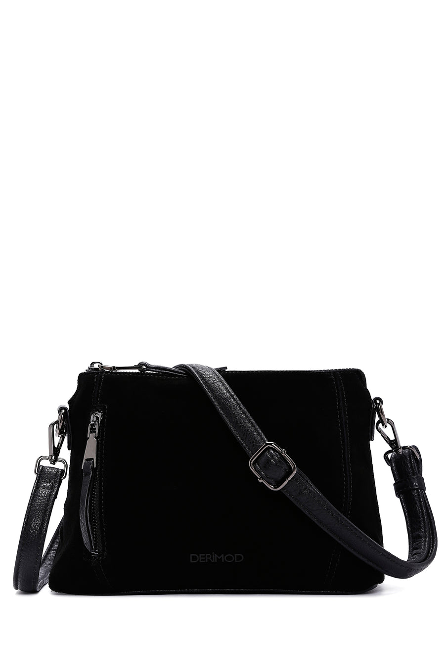 Women's Black Long Strap Suede Crossbody Bag 23WBD247810 | Derimod