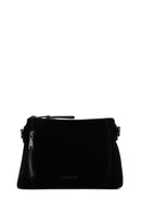 Women's Black Long Strap Suede Crossbody Bag | Derimod