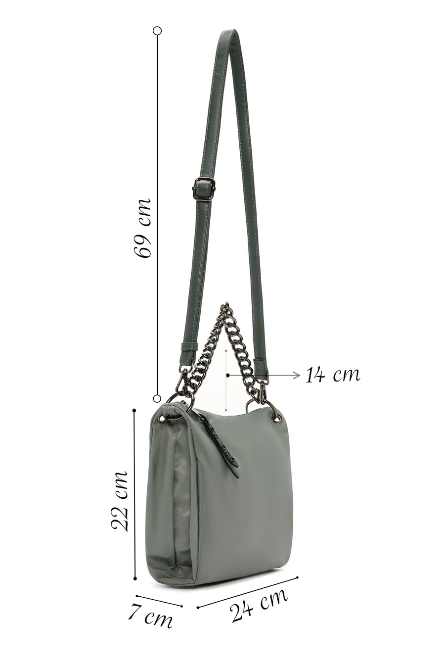 Women's Gray Long Strap Crossbody Bag