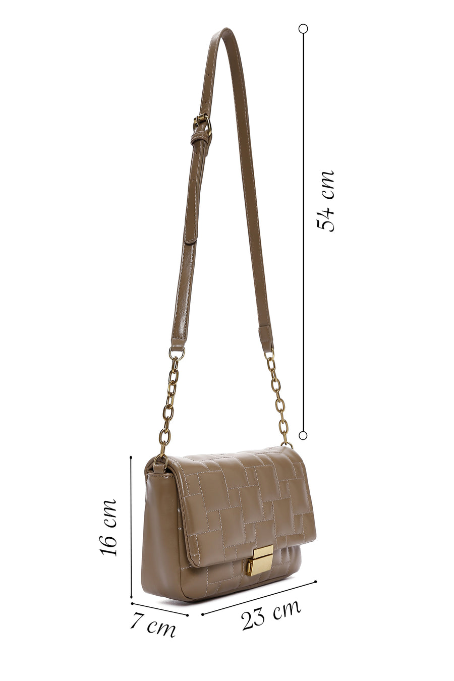 Women's Mink Long Strap Quilted Crossbody Bag