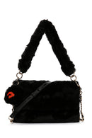 Women's Black Long Strap Plush Shoulder Bag | Derimod