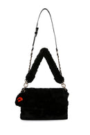 Women's Black Long Strap Plush Shoulder Bag | Derimod