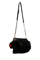 Women's Black Long Strap Plush Shoulder Bag | Derimod