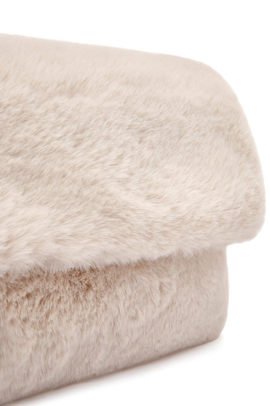 Women's Beige Long Strap Plush Shoulder Bag