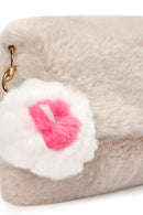 Women's Beige Long Strap Plush Shoulder Bag | Derimod