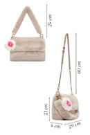 Women's Beige Long Strap Plush Shoulder Bag | Derimod