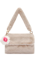 Women's Beige Long Strap Plush Shoulder Bag | Derimod