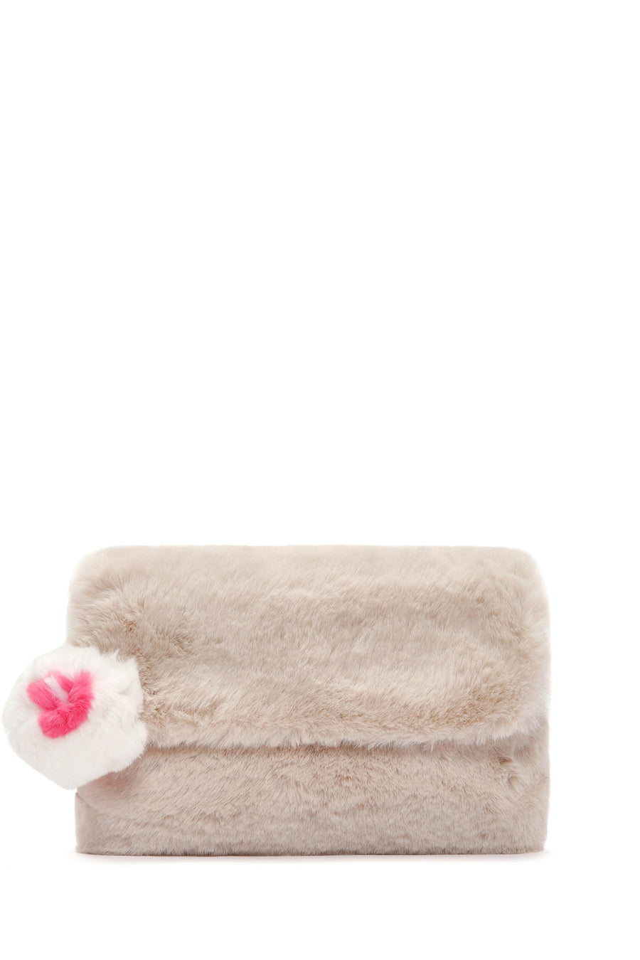 Women's Beige Long Strap Plush Shoulder Bag