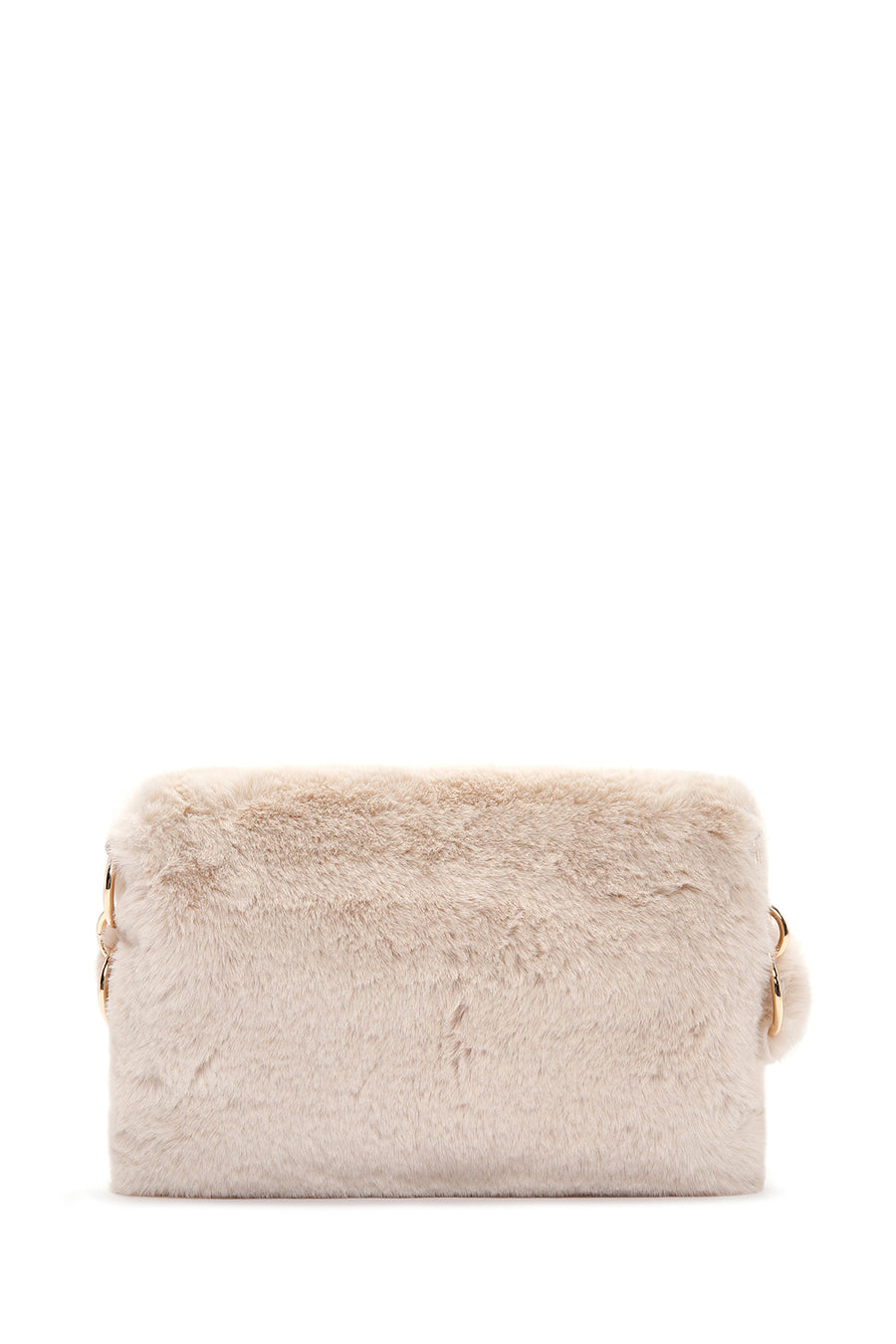 Women's Beige Long Strap Plush Shoulder Bag