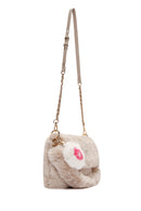 Women's Beige Long Strap Plush Shoulder Bag | Derimod