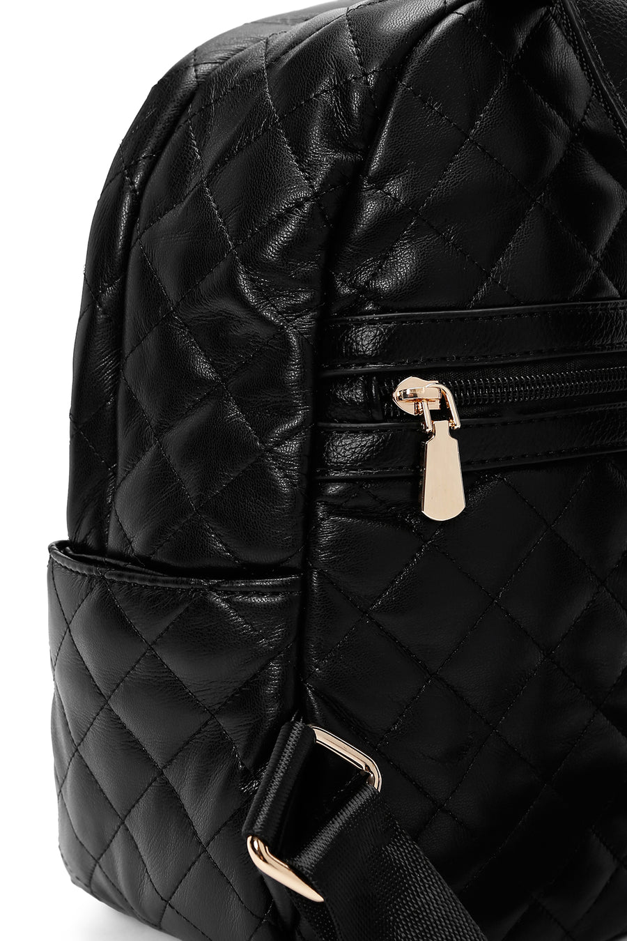 Women's Black Quilted Backpack