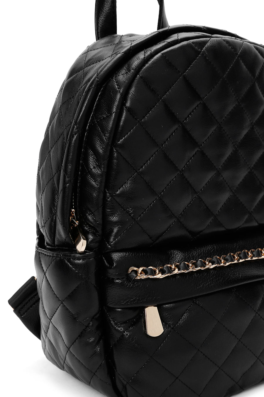 Women's Black Quilted Backpack