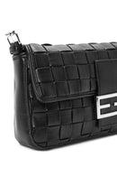 Women's Black Knitted Patterned Long Strap Shoulder Bag | Derimod