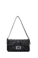 Women's Black Knitted Patterned Long Strap Shoulder Bag | Derimod