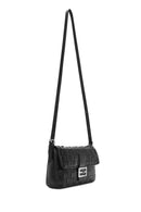 Women's Black Knitted Patterned Long Strap Shoulder Bag | Derimod