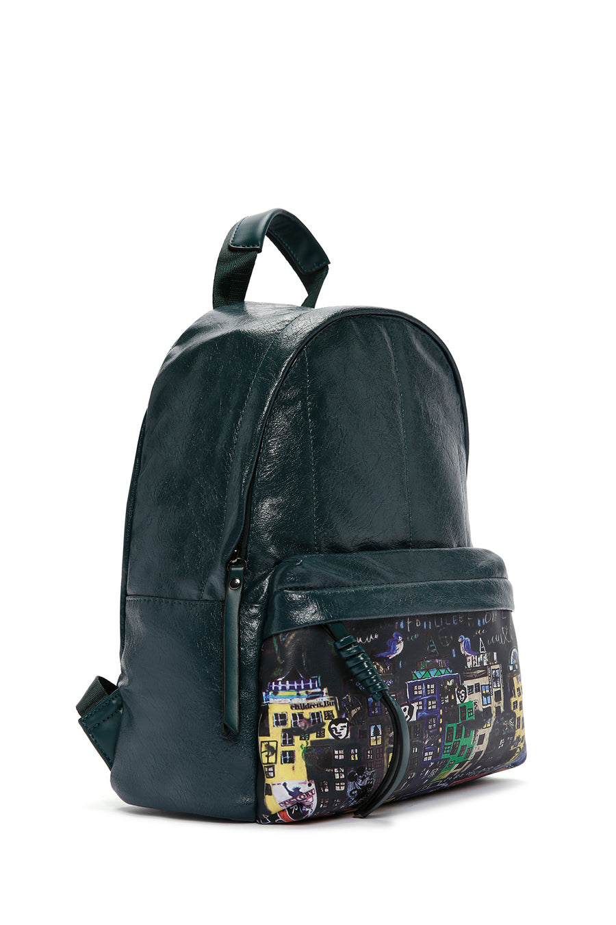 Women's Green Printed Backpack