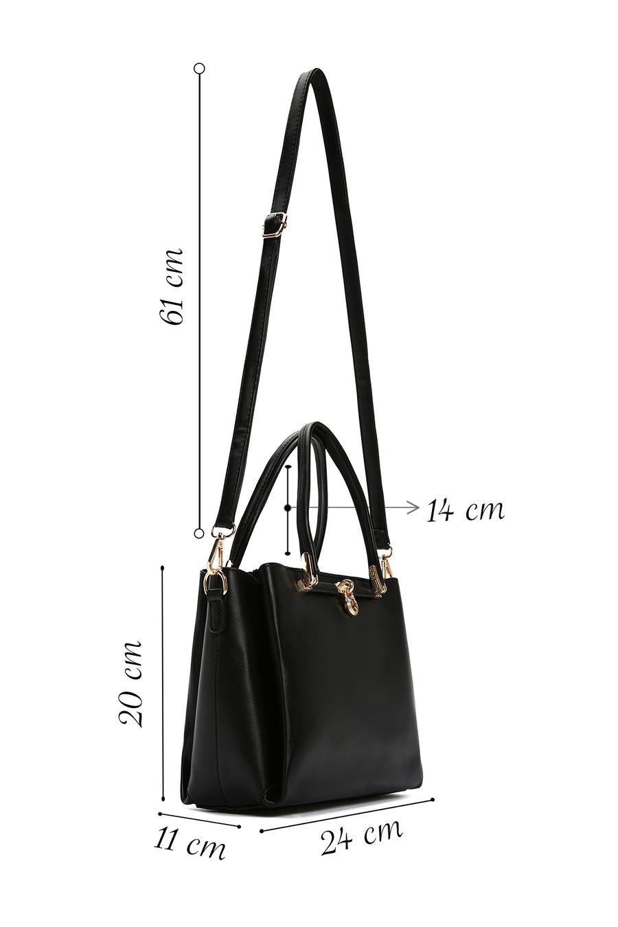 Women's Black Long Strap Shoulder Bag