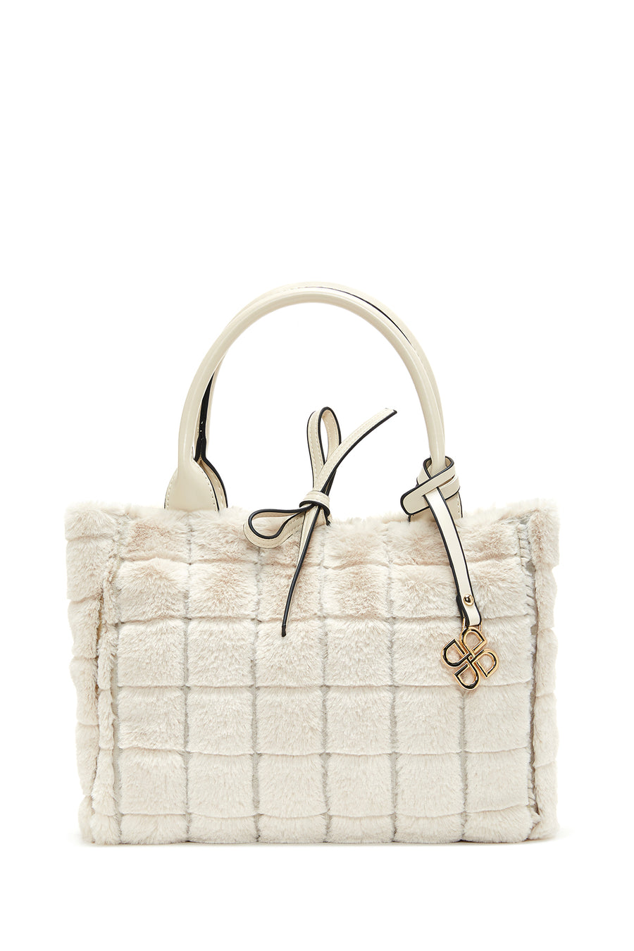 Women's Beige Long Strap Plush Handbag