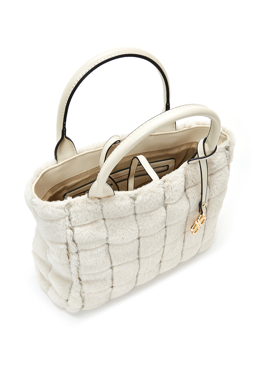 Women's Beige Long Strap Plush Handbag
