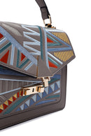 Women's Gray Long Strap Printed Handbag | Derimod