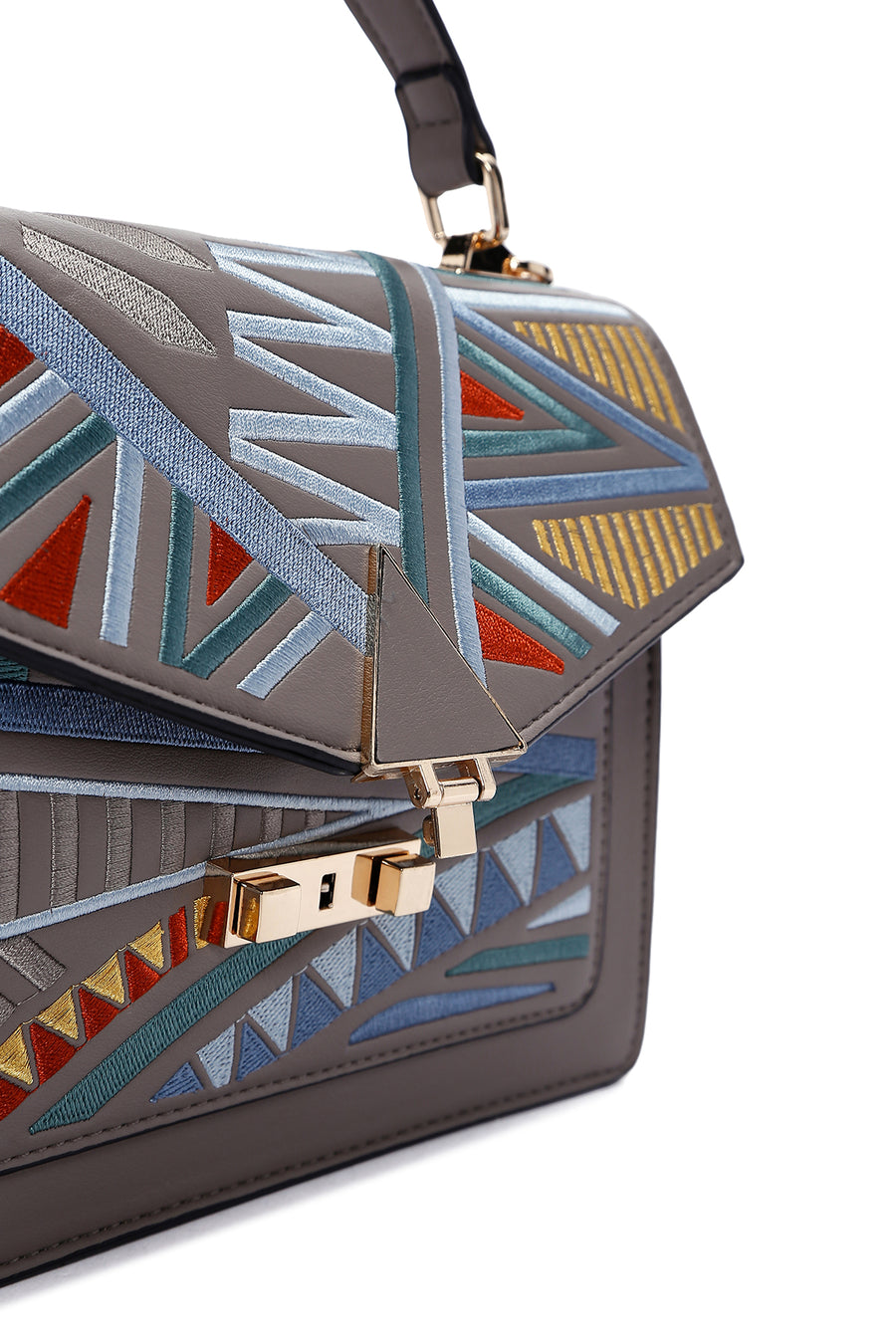 Women's Gray Long Strap Printed Handbag