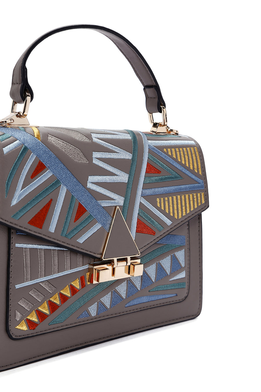 Women's Gray Long Strap Printed Handbag
