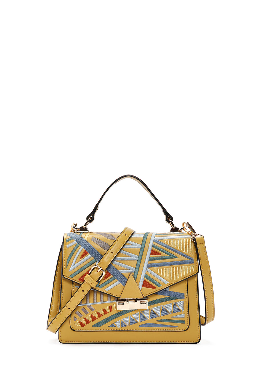 Women's Yellow Long-strap Printed Handbag 23WBD262626 | Derimod