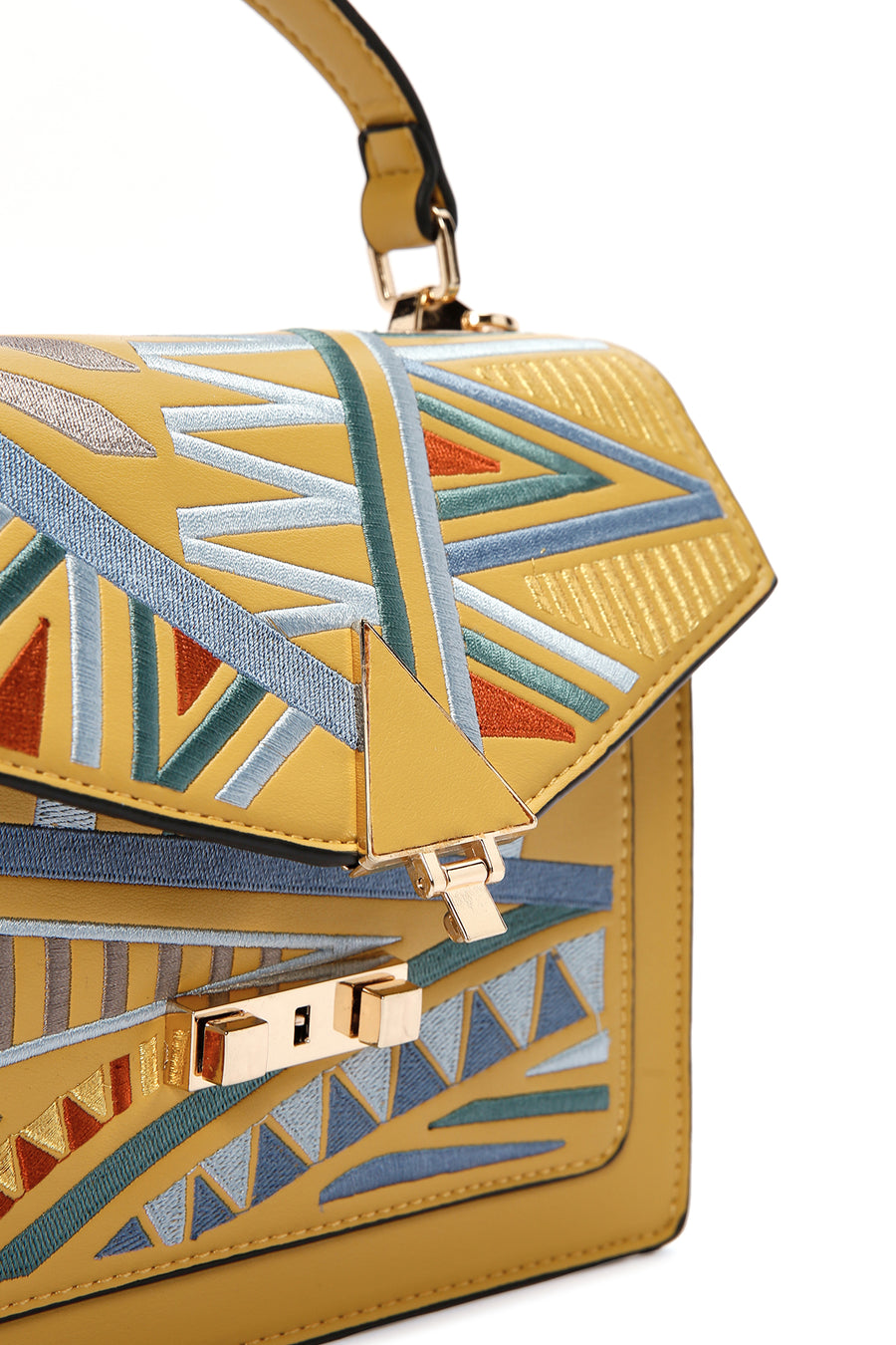 Women's Yellow Long-strap Printed Handbag