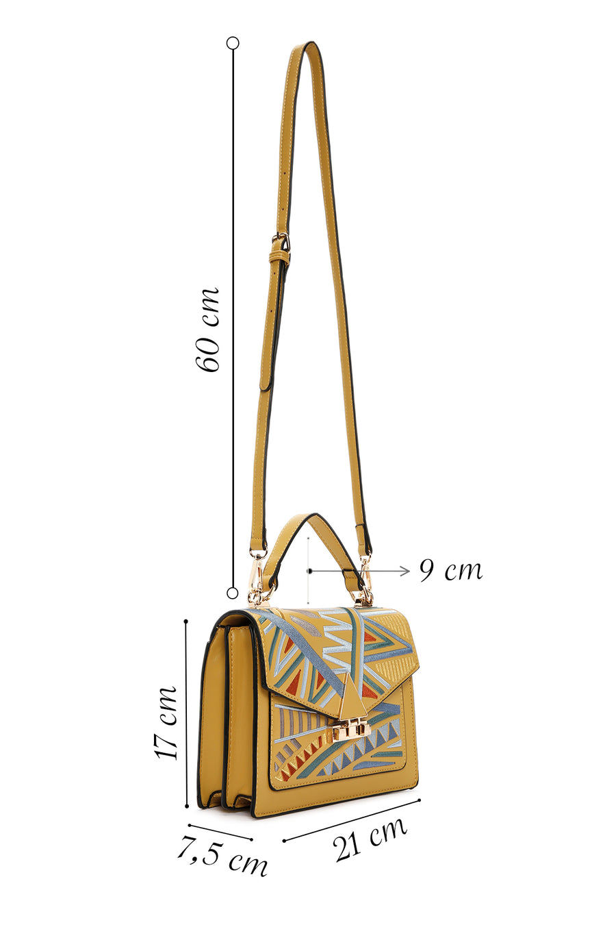 Women's Yellow Long-strap Printed Handbag