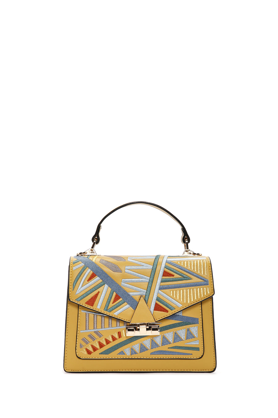 Women's Yellow Long-strap Printed Handbag