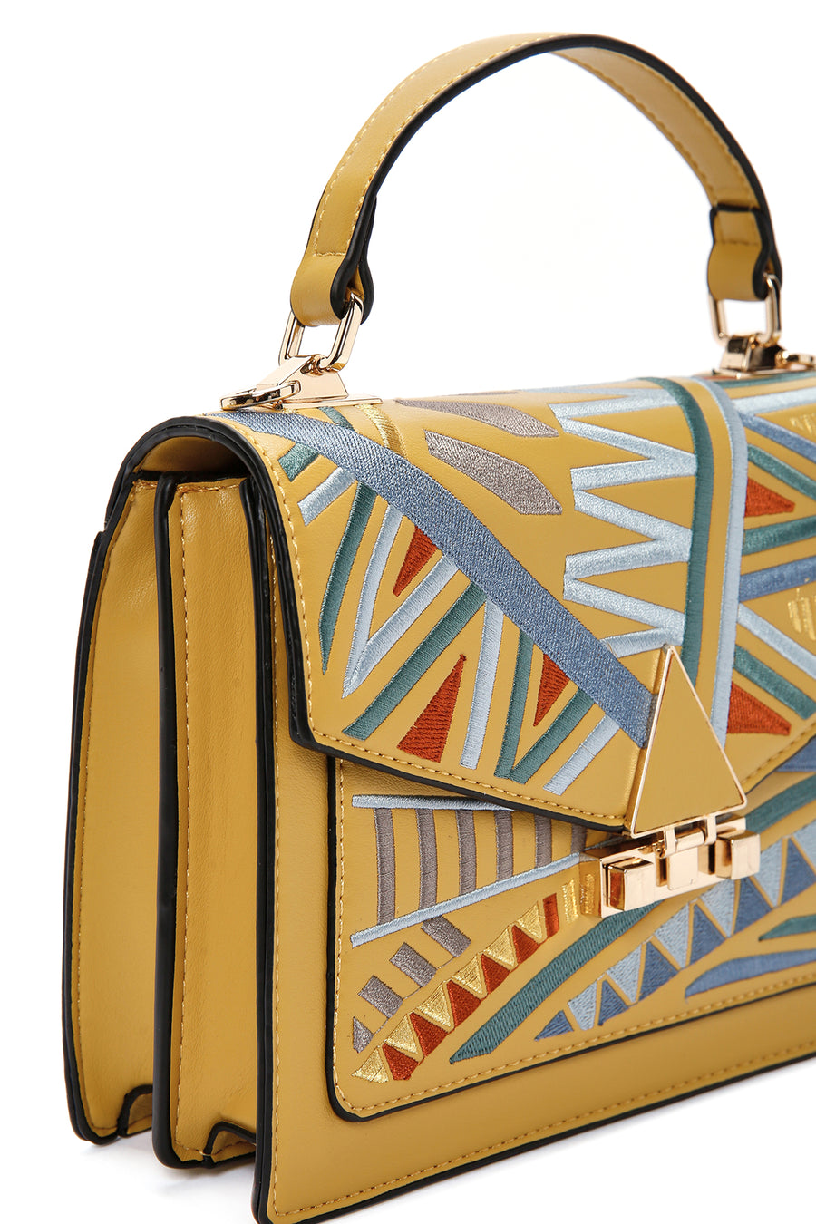 Women's Yellow Long-strap Printed Handbag