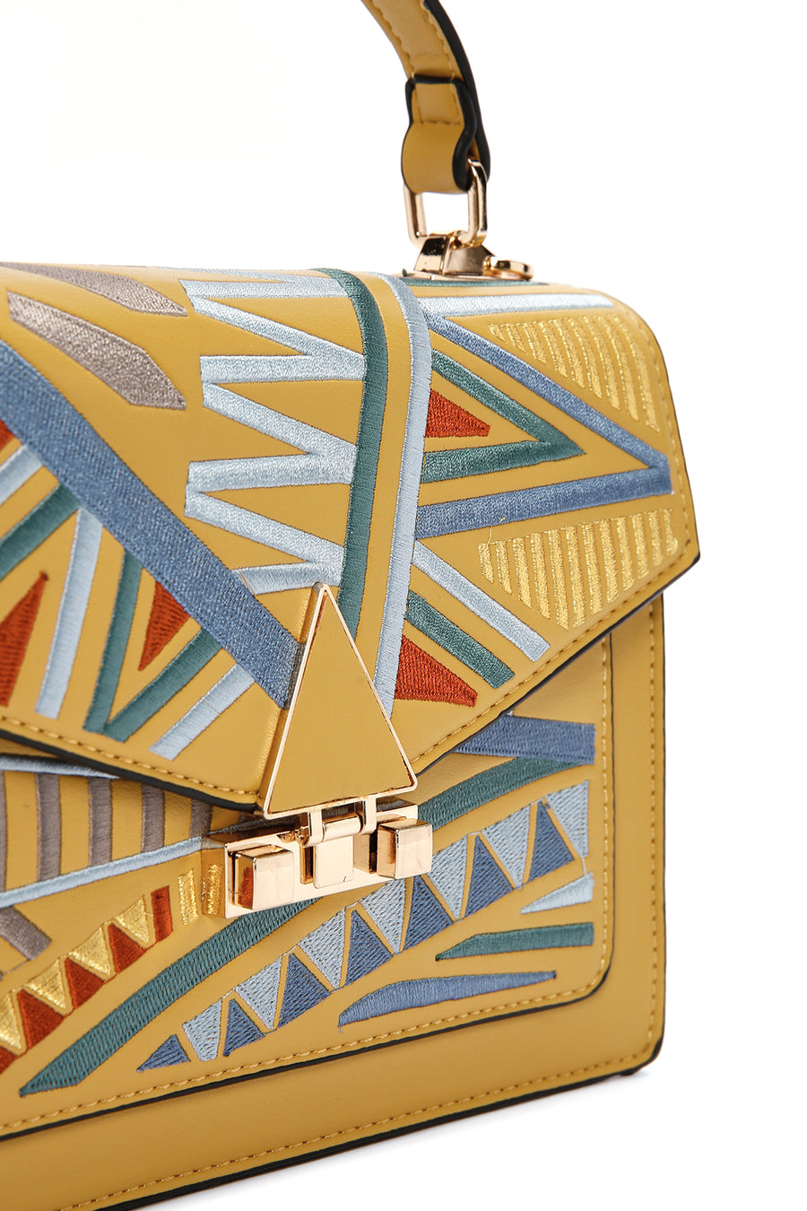 Women's Yellow Long-strap Printed Handbag