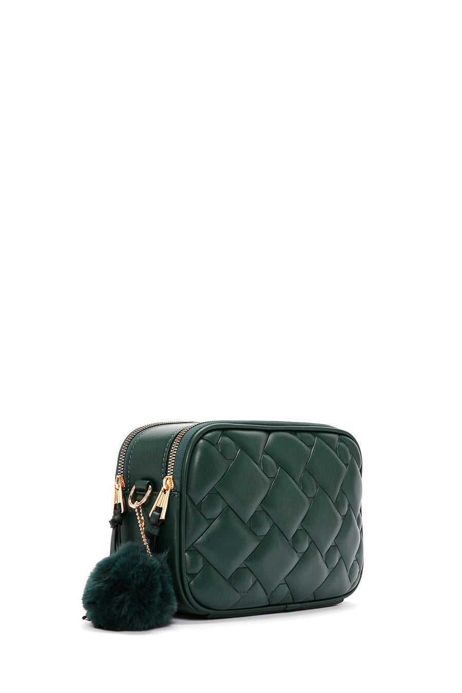 Women's Green Long Strap Quilted Crossbody Bag