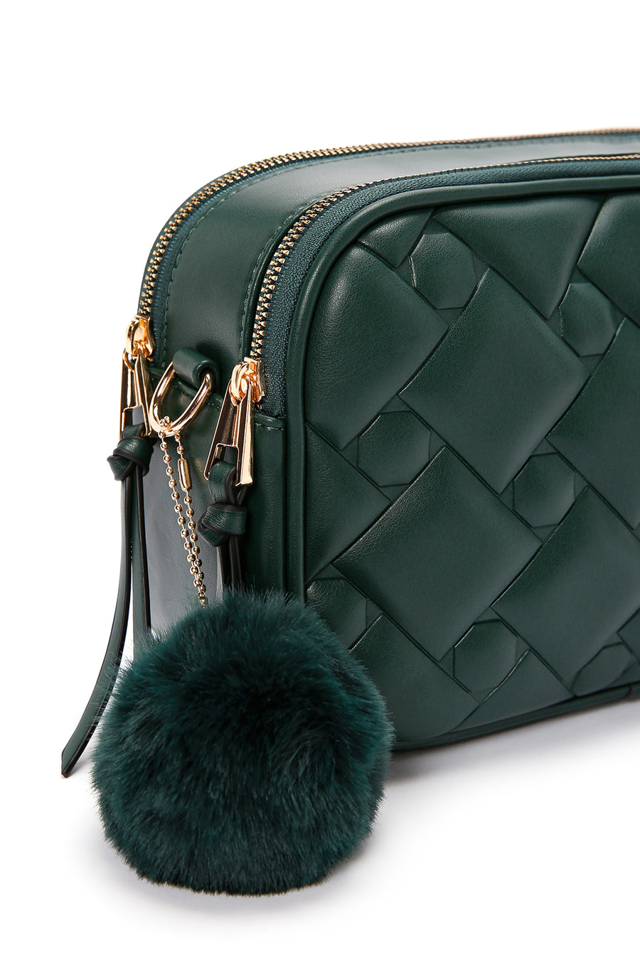 Women's Green Long Strap Quilted Crossbody Bag