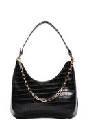 Women's Black Long Strap Crocodile Patterned Shoulder Bag | Derimod