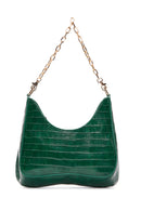 Women's Green Long Strap Crocodile Patterned Shoulder Bag | Derimod