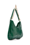 Women's Green Long Strap Crocodile Patterned Shoulder Bag | Derimod
