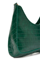 Women's Green Long Strap Crocodile Patterned Shoulder Bag | Derimod
