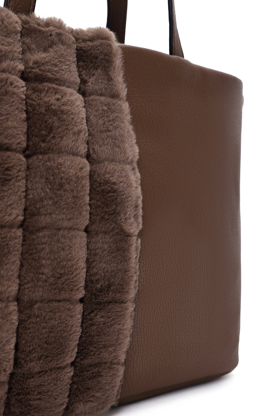 Women's Brown Long Strap Plush Handbag