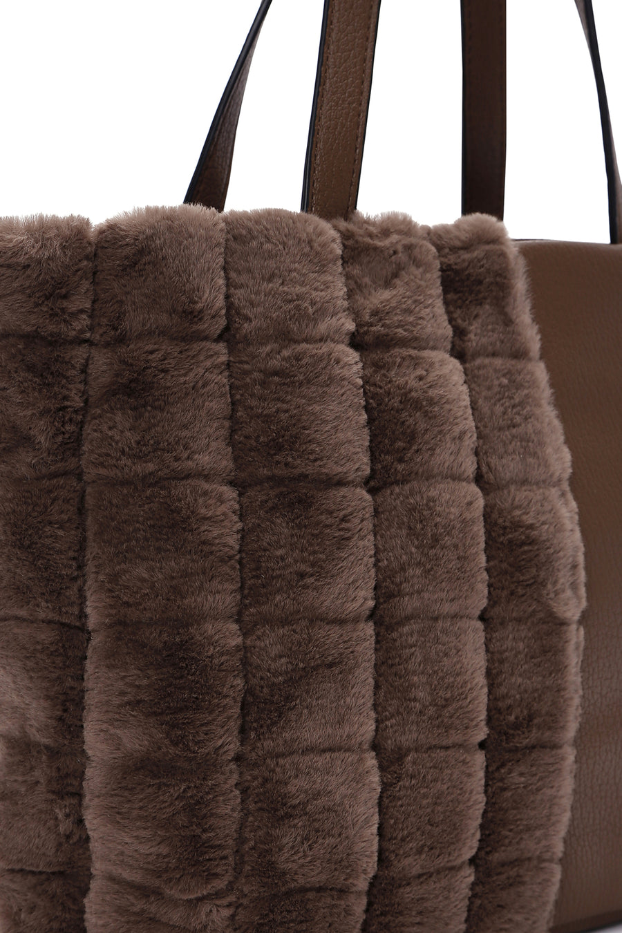 Women's Brown Long Strap Plush Handbag