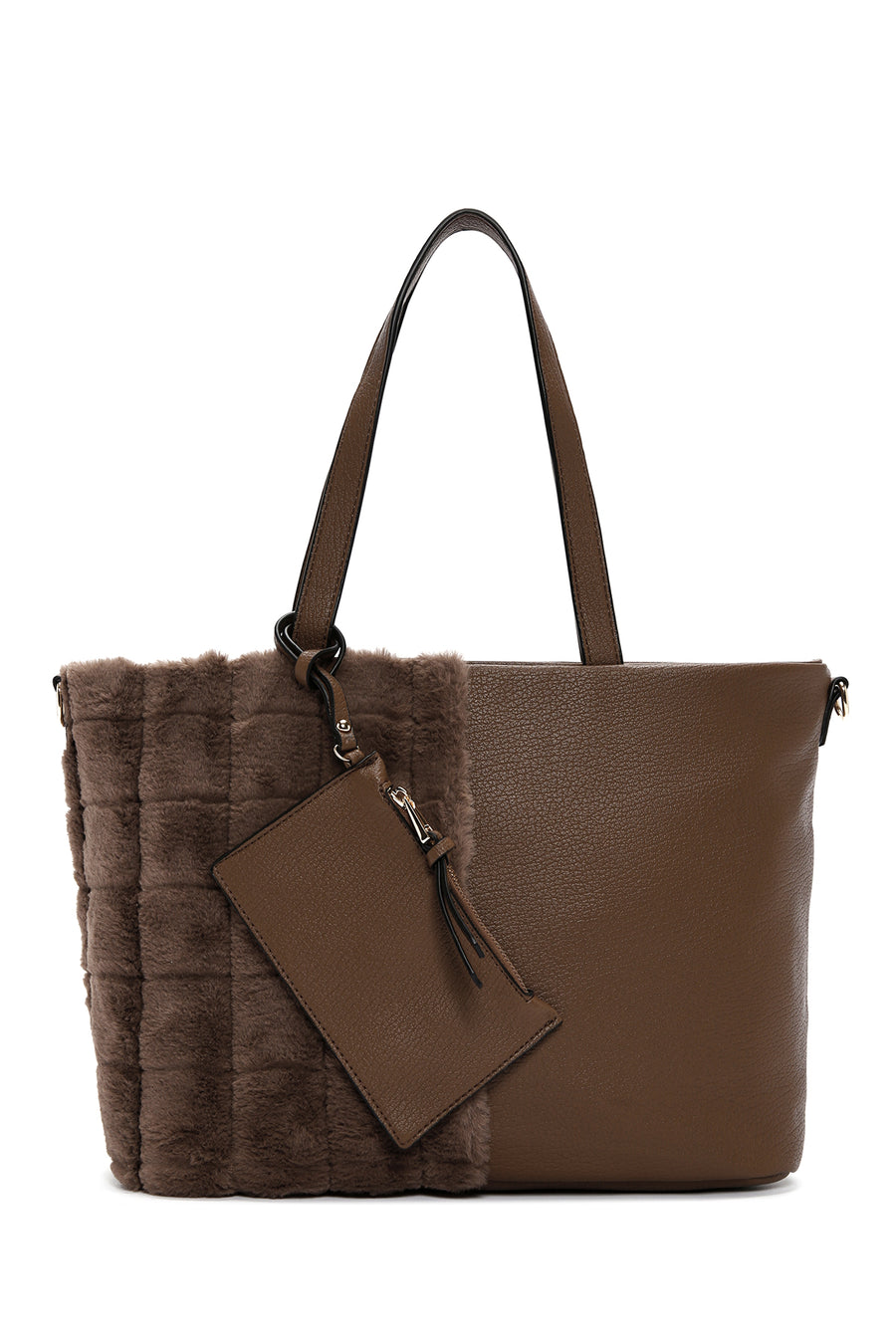 Women's Brown Long Strap Plush Handbag