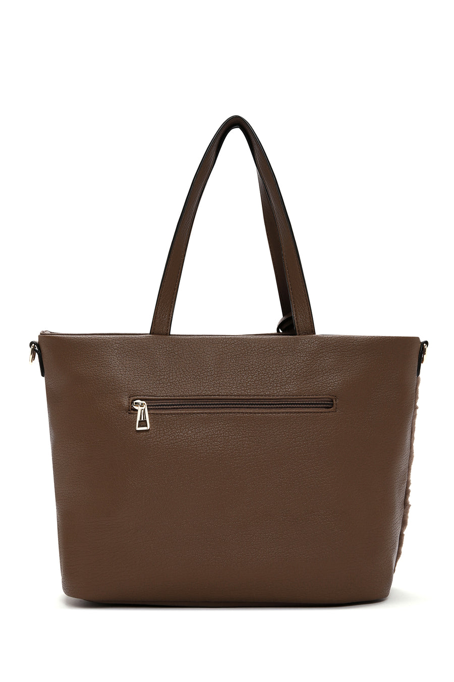 Women's Brown Long Strap Plush Handbag