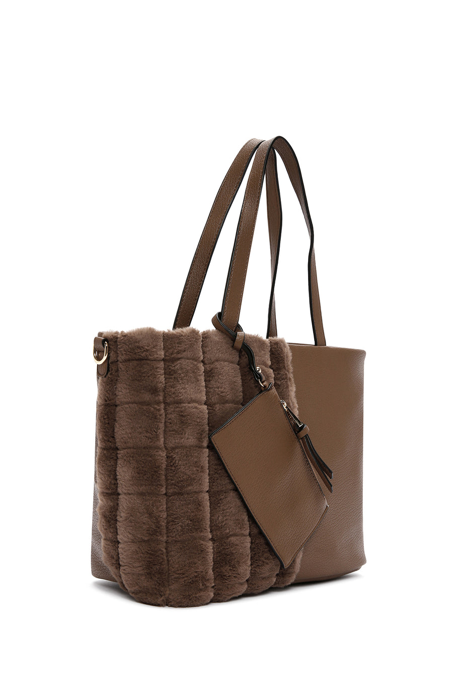 Women's Brown Long Strap Plush Handbag